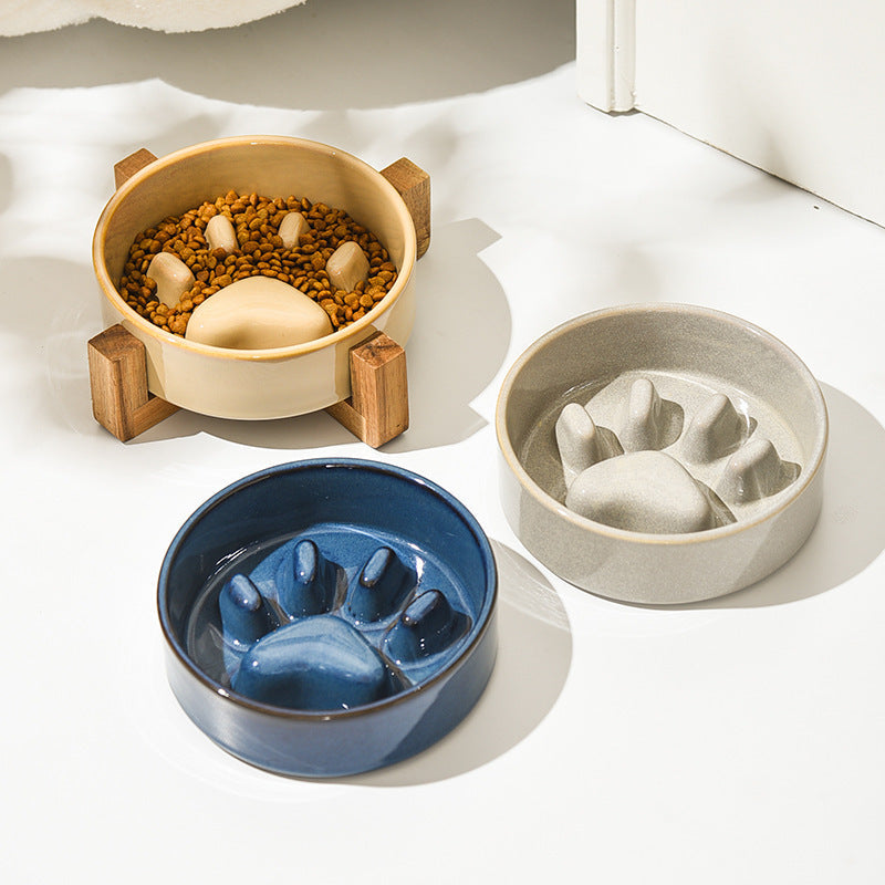 Dog Bowl Ceramic Japanese Style Hand-Painted Food Water Dish - Detail Angle 2 | Majestic Pet Kingdom