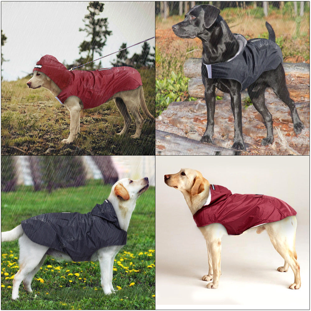 Pet Reflective Big Dog Rainwear Dog Rainwear Super Waterproof Cap All-in-One Dog Clothes - Majestic Pet Kingdom