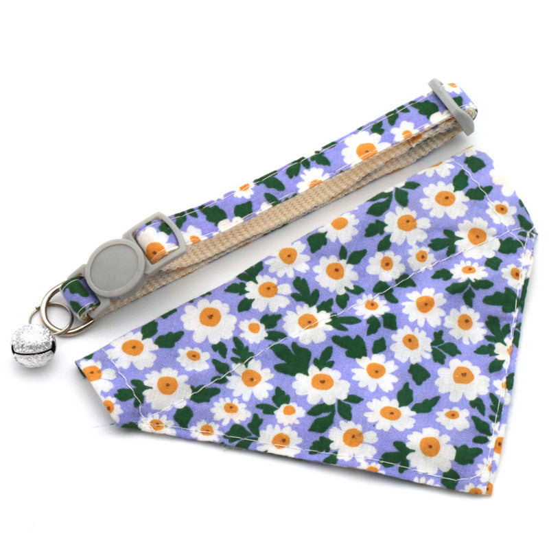 Floral Pet Bandana: Daisy Triangle Scarf Collar