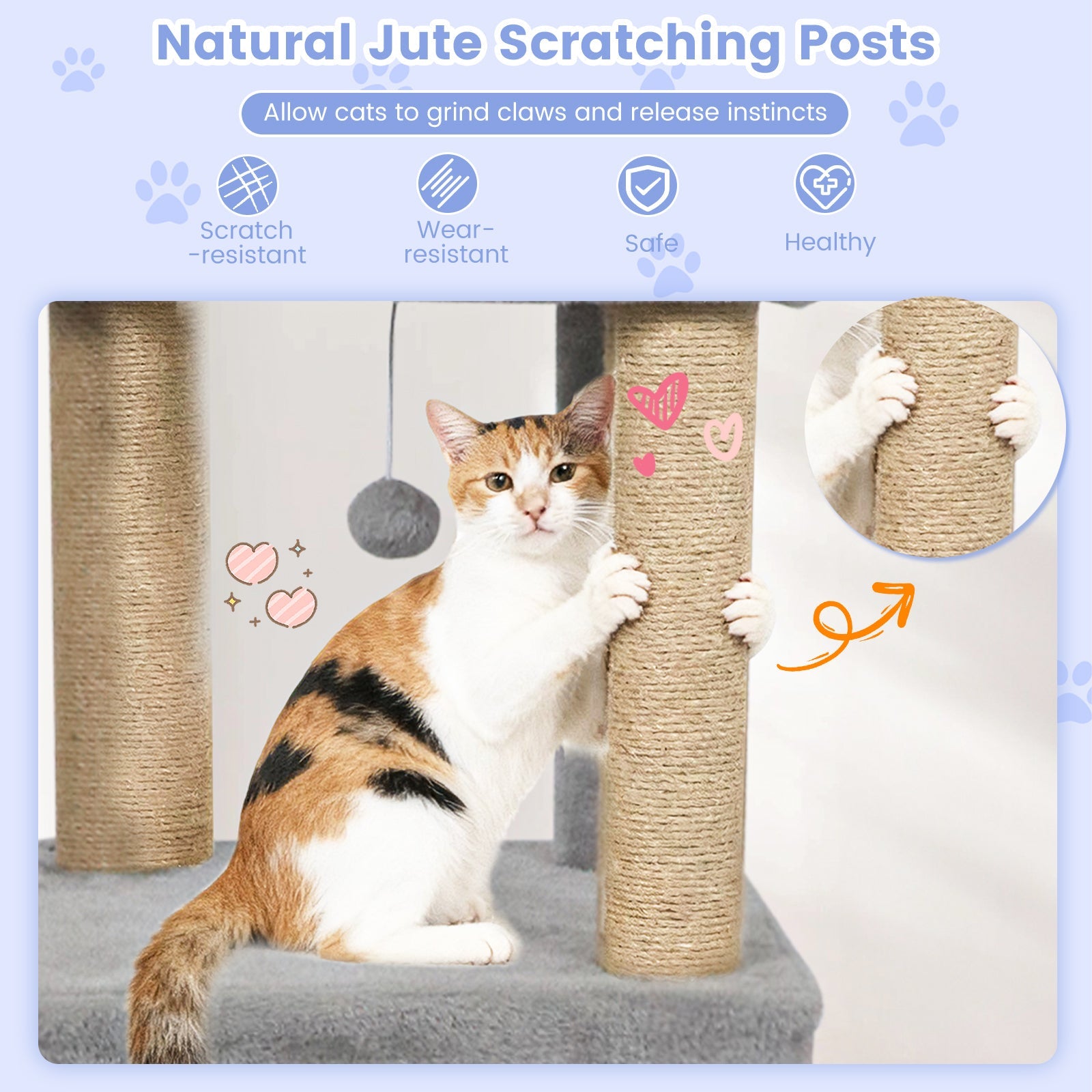 64 Inch Tall Cat Tree with 2 Large Condos and Jute Scratching Posts for Indoor Adult Cats - Majestic Pet Kingdom