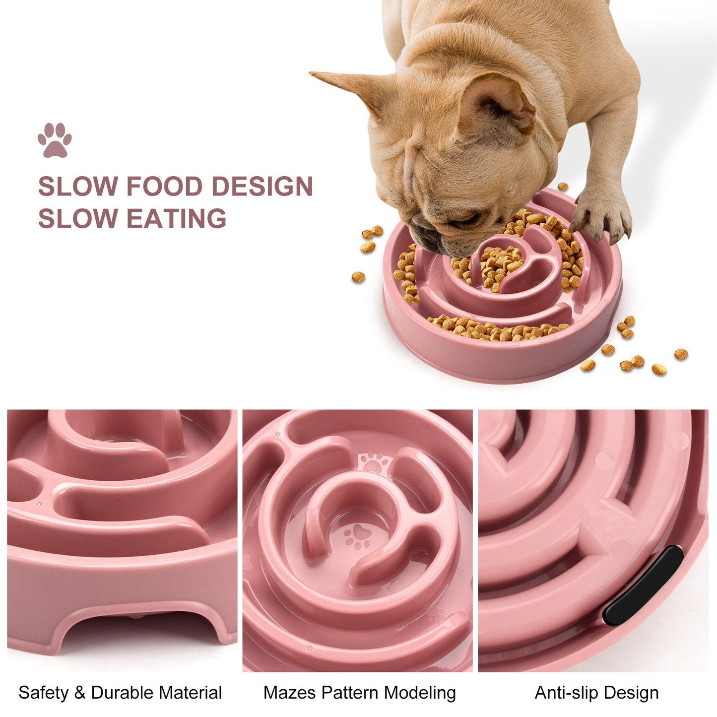 Dog Bowl Slow Feeder Anti-Choking Neck Protection Food Dish - Detail Angle 4 | Majestic Pet Kingdom