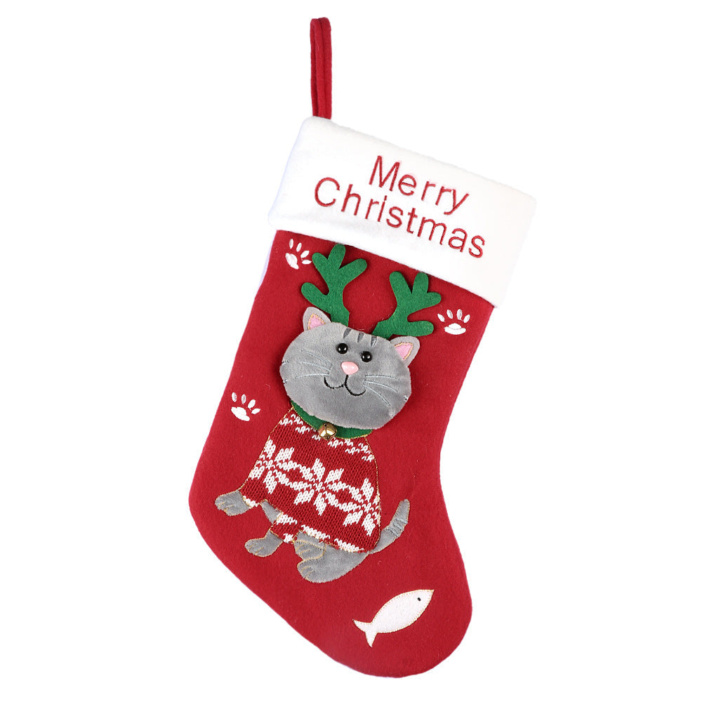 Cute Cat and Dog Christmas Socks Cartoon Christmas Socks Gift Bag Christmas Decorative Socks Christmas Tree Pendant - Detail Angle 3 | Majestic Pet Kingdom