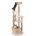 59 Inches Cat Tree with Perch and Soft Hammock for Indoor Cats-Beige - Majestic Pet Kingdom
