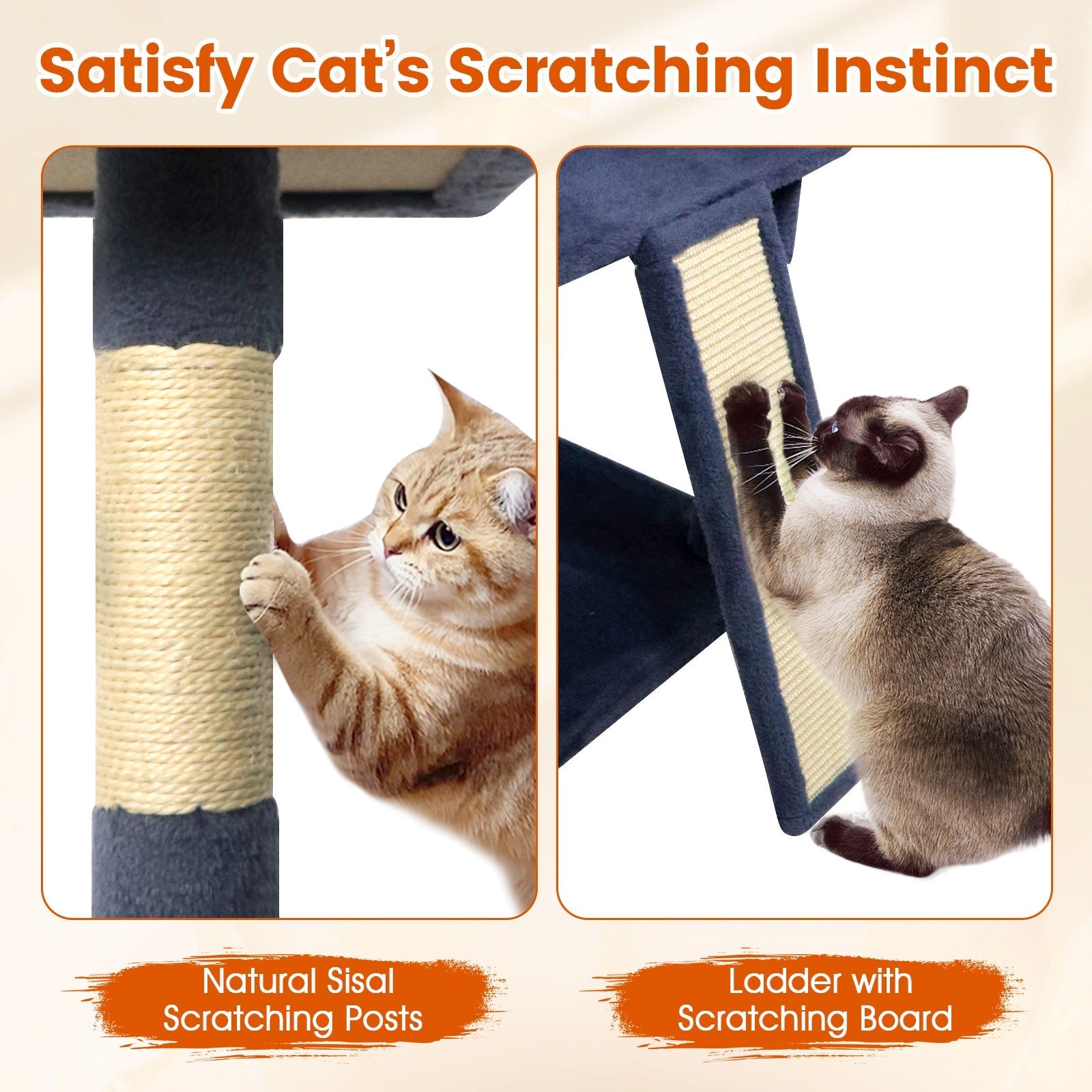 65 Inch Tall Multi-level Cat Tree with 3 Upholstered Perch and 2 Cat Condos | Purrfect Pet Kingdom