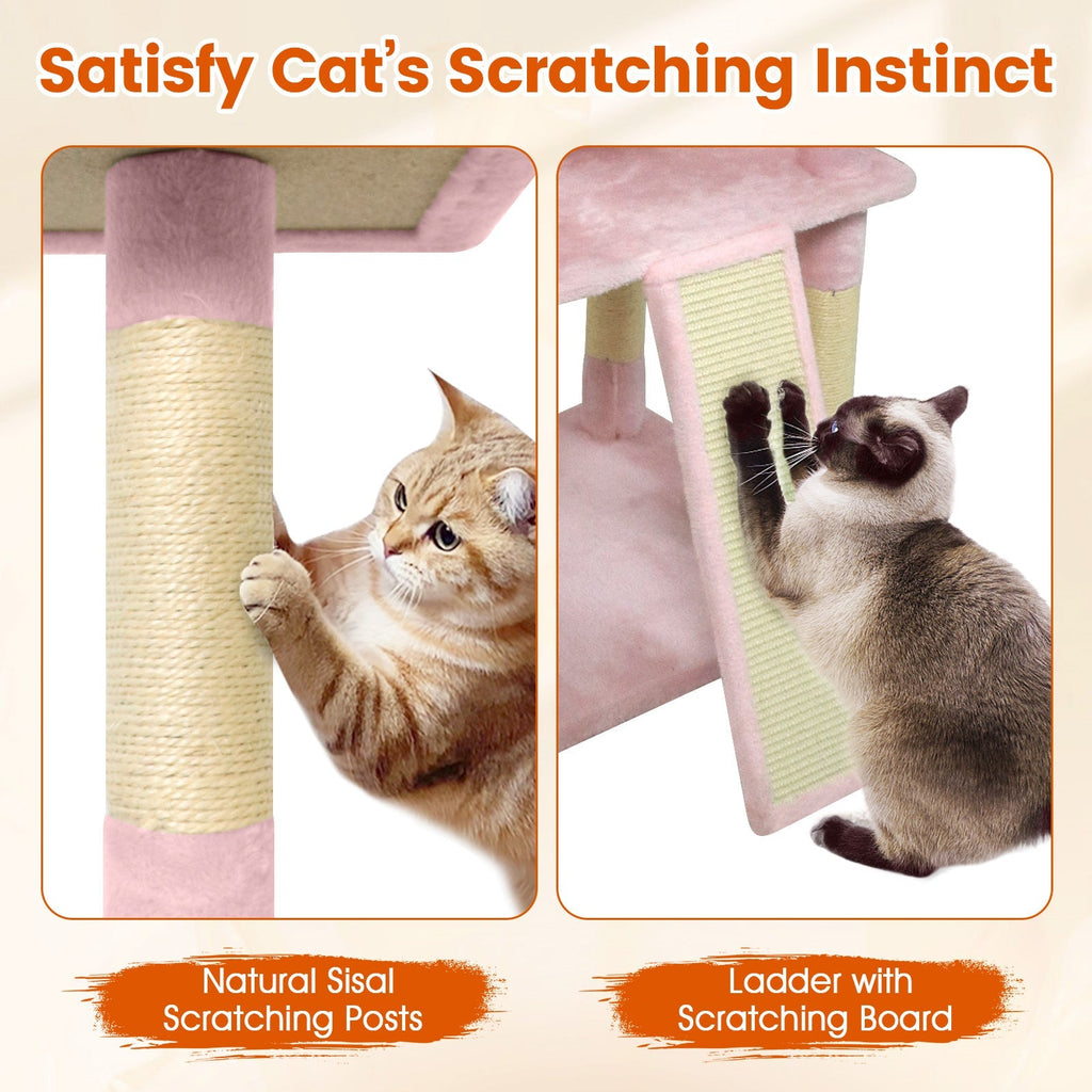 65 Inch Tall Multi-level Cat Tree with 3 Upholstered Perch and 2 Cat Condos | Purrfect Pet Kingdom