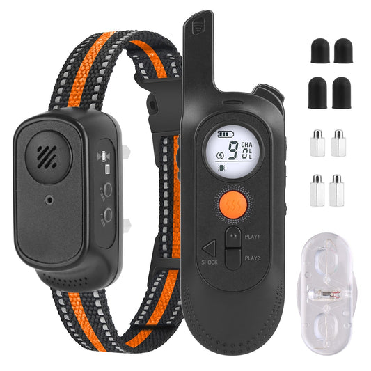 984FT Dog Training Collar IP65 Waterproof Pet Beep Vibration Electric Shock Collar 3 Channels Rechargeable Transmitter Receiver Trainer with Recording - Majestic Pet Kingdom