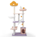 66 Inch Cute Cat Tree Cats Multi-level Tall Cat Tower with Sisal Covered Scratching Posts-Purple - Majestic Pet Kingdom