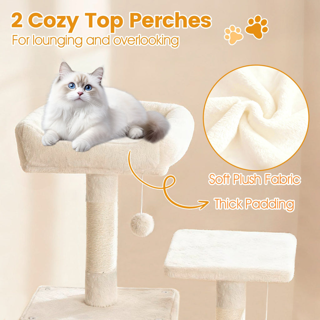 66 Inch Tall Cat Tree Multi-Level Cat Tower with 2 Condos Sisal Scratching Posts - Majestic Pet Kingdom