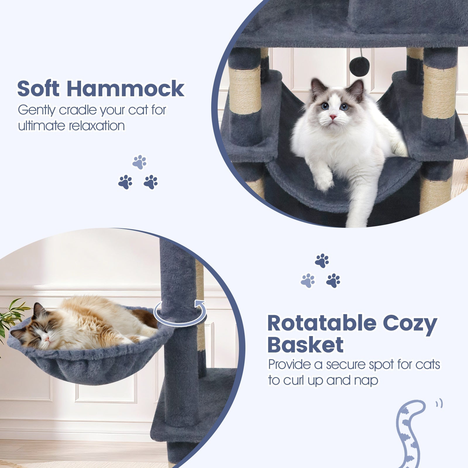 66 Inch Tall Cat Tree Multi-Level Cat Tower with 2 Condos Sisal Scratching Posts - Majestic Pet Kingdom