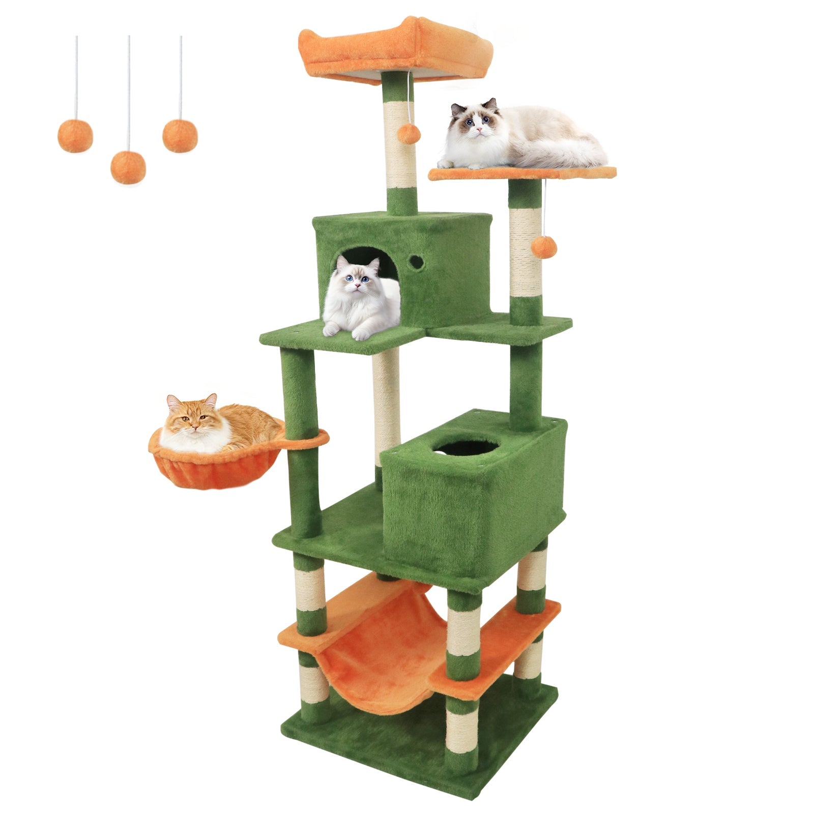 66 Inch Tall Cat Tree Multi-Level Cat Tower with 2 Condos Sisal Scratching Posts - Majestic Pet Kingdom