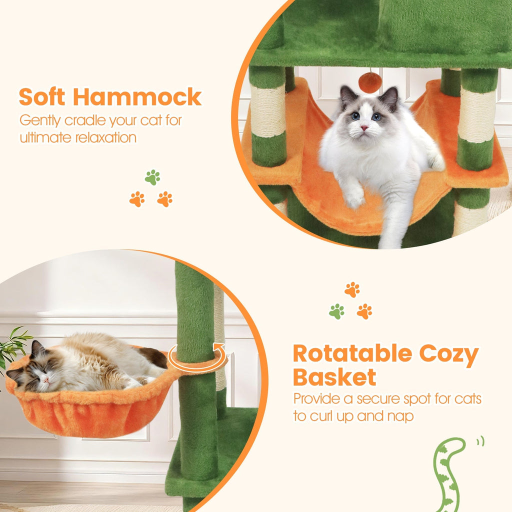 66 Inch Tall Cat Tree Multi-Level Cat Tower with 2 Condos Sisal Scratching Posts - Majestic Pet Kingdom