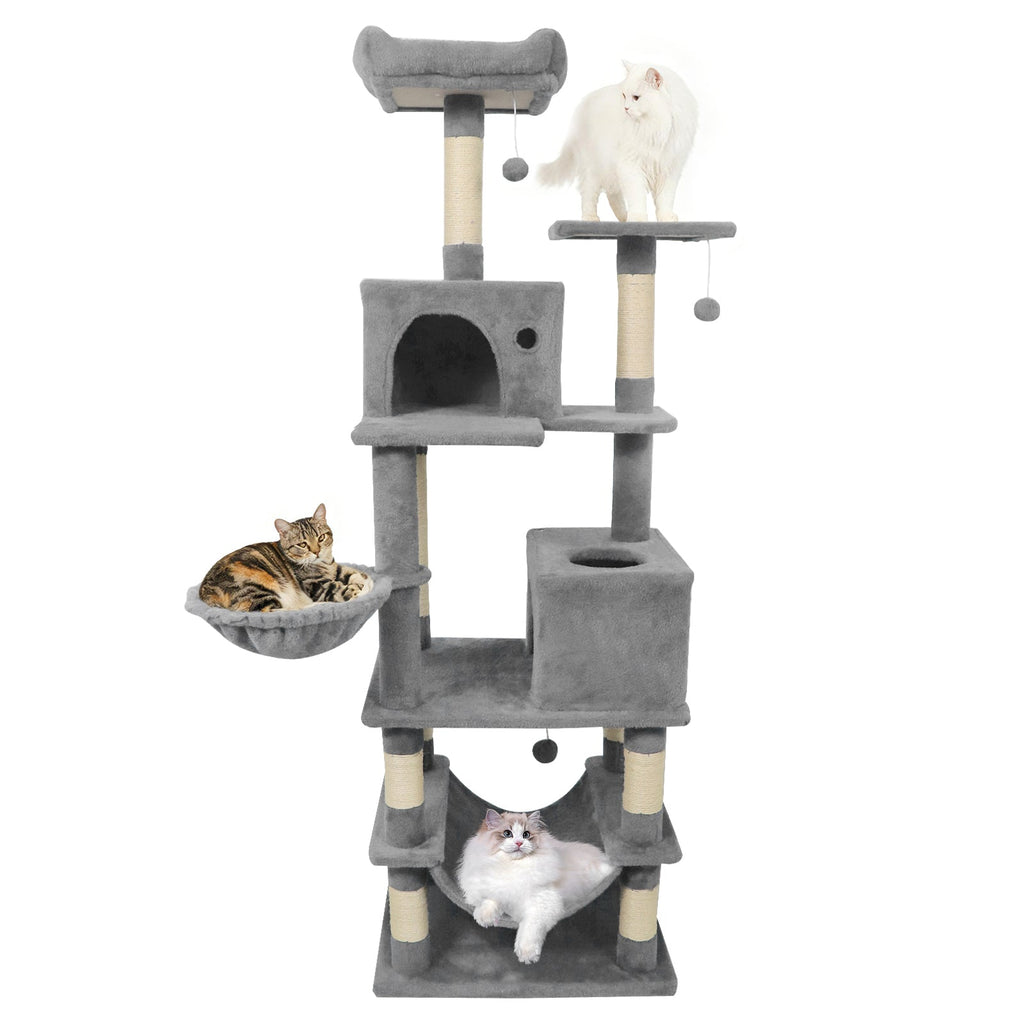66 Inch Tall Cat Tree Multi-Level Cat Tower with 2 Condos Sisal Scratching Posts - Majestic Pet Kingdom