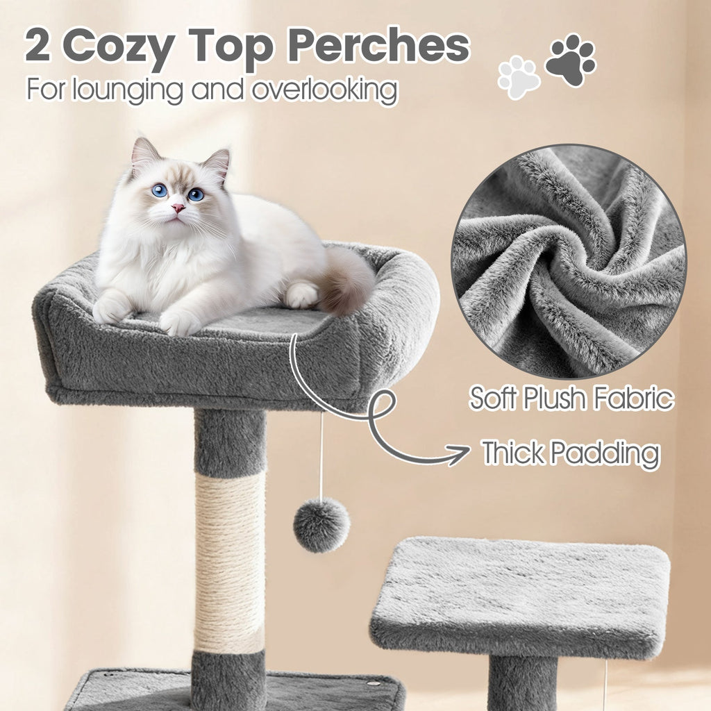 66 Inch Tall Cat Tree Multi-Level Cat Tower with 2 Condos Sisal Scratching Posts - Majestic Pet Kingdom