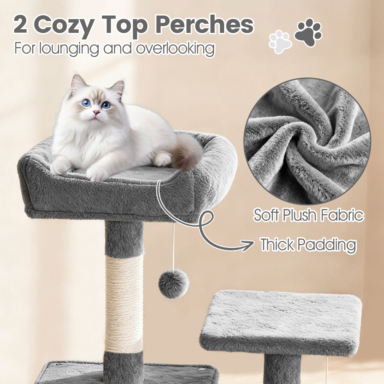 66 Inch Tall Cat Tree Multi-Level Cat Tower with 2 Condos Sisal Scratching Posts - Majestic Pet Kingdom