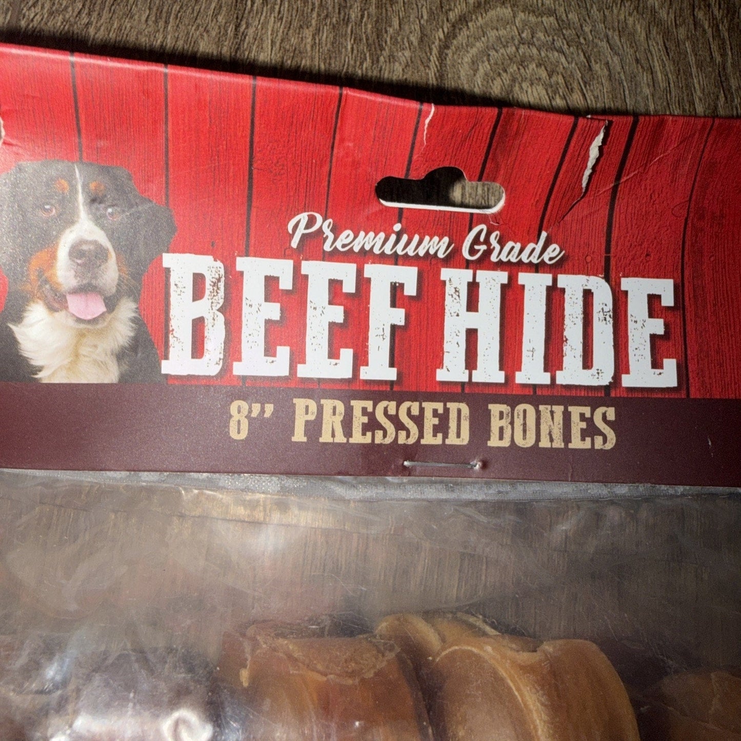 Dog Chews Cadet Pressed Beefhide Bones 8-Inch Raw Chews 5-Pack - Detail Angle 3 | Majestic Pet Kingdom