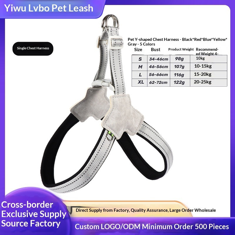 Dog Leash Cross-Border New Vest-Style Harness Breathable Y-Shaped Reflective Thickened Outdoor Dog Walking Leash - Majestic Pet Kingdom