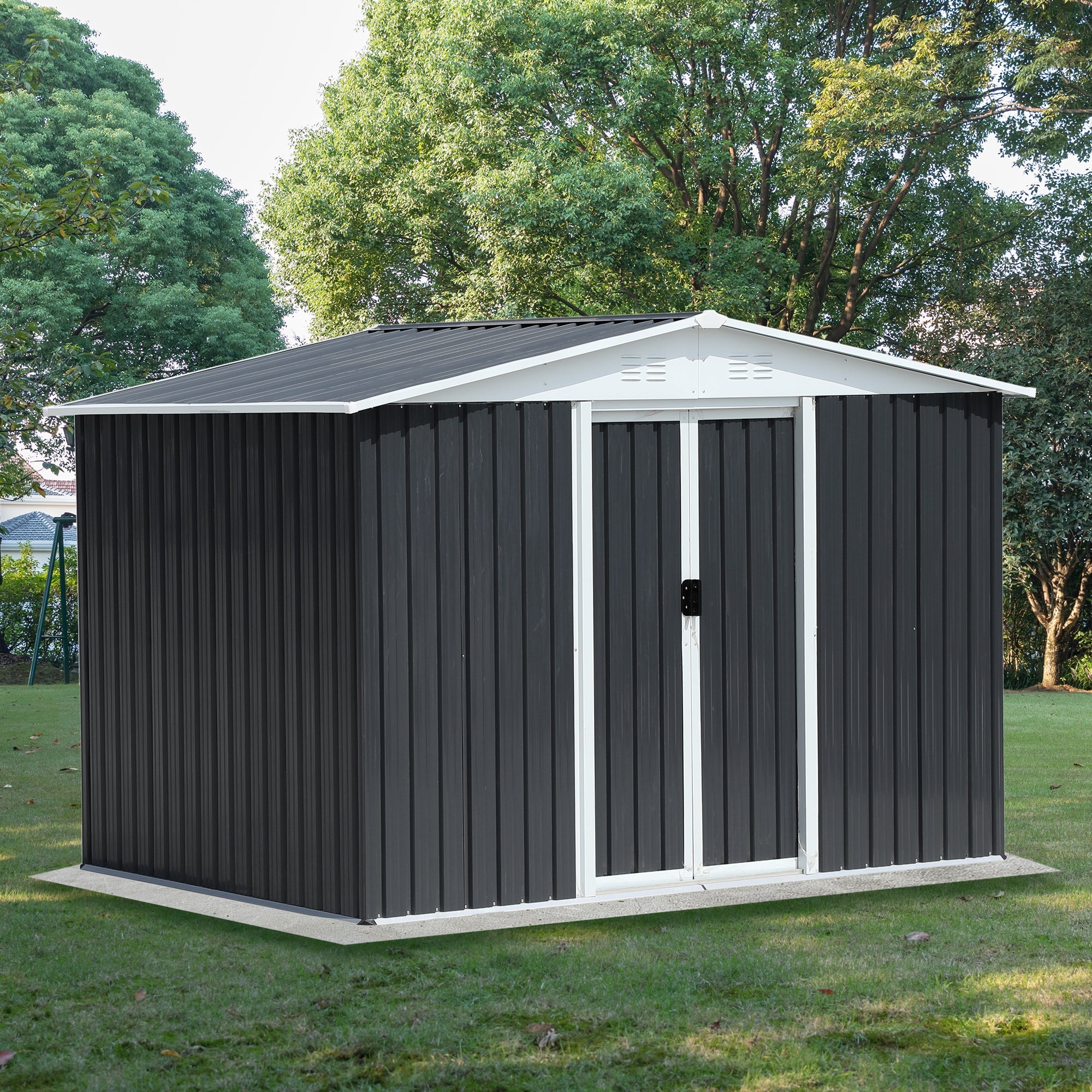 GO 47.2" Large Wooden Dog House Outdoor, Outdoor & Indoor Dog Crate, Cabin Style, With Porch, 2 Doors