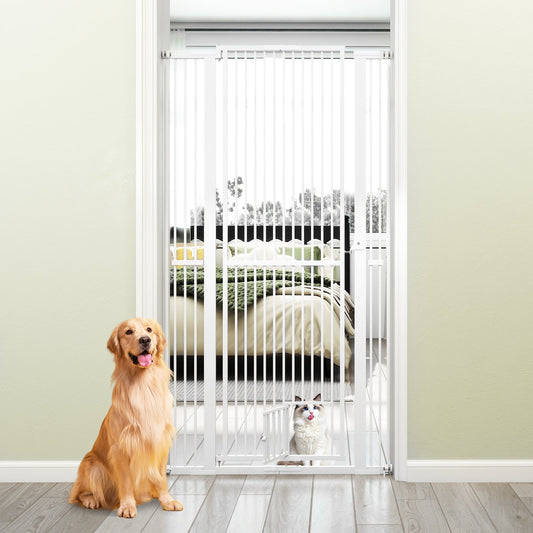 Extra Tall Pet Gate 67.5-Inch Metal Safety Fence Walk Door - Main Feature View | Majestic Pet Kingdom