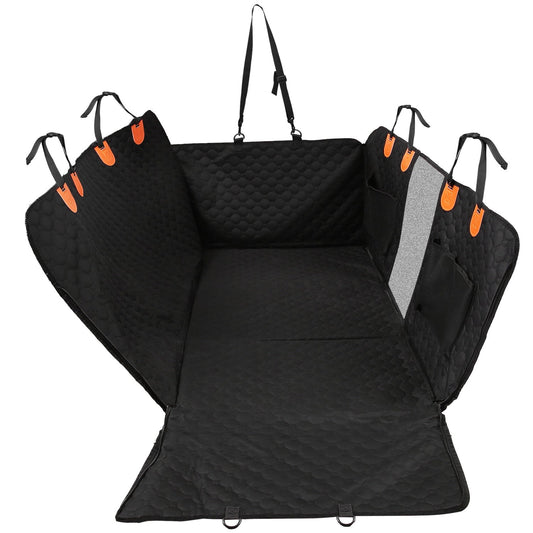 Dog Car Back Seat Cover With Zipper Mesh Window Storage Bags Waterproof 600D Oxford Cloth Car Seat Protector With Slide Flaps For Cars Trucks SUVs | Purrfect Pet Kingdom