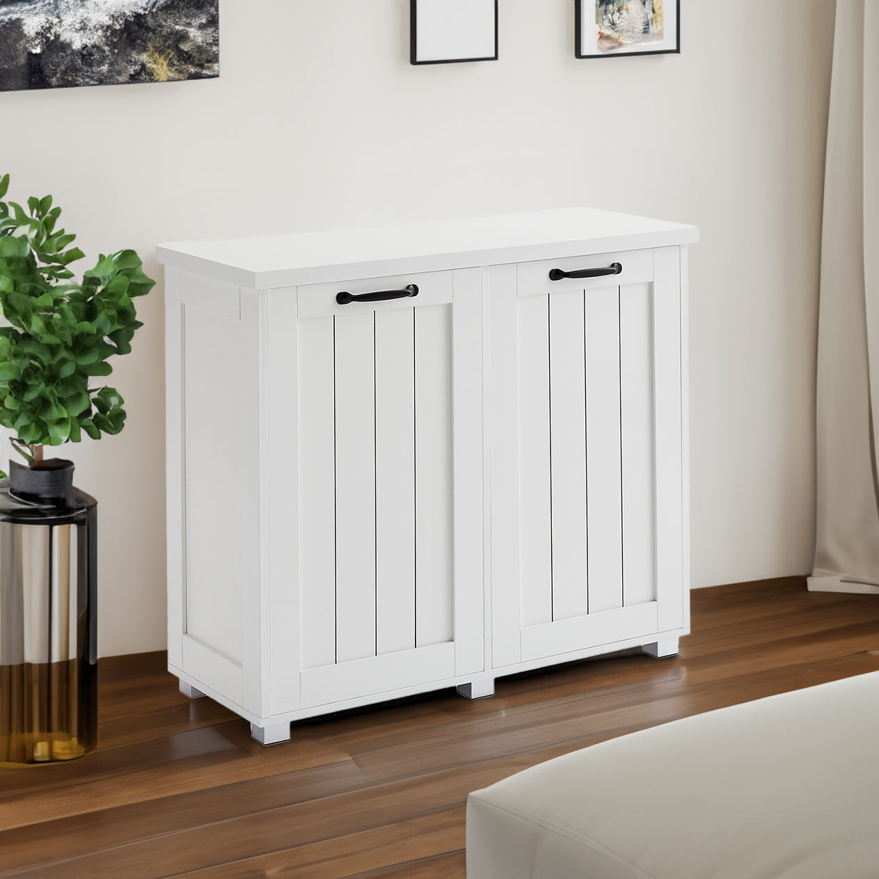 Two room inclined garbage bin, anti pet kitchen garbage bin