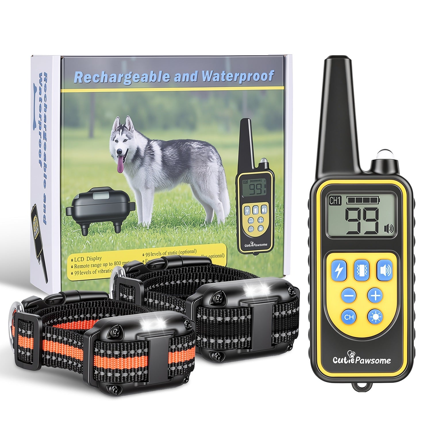 Rechargeable Dog Training Collar with Remote – 875 Yard Range - Majestic Pet Kingdom