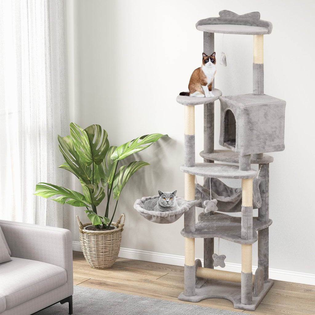 69 Inch Multi-level Cat Tree with Top Perch and Cozy Condo - Majestic Pet Kingdom
