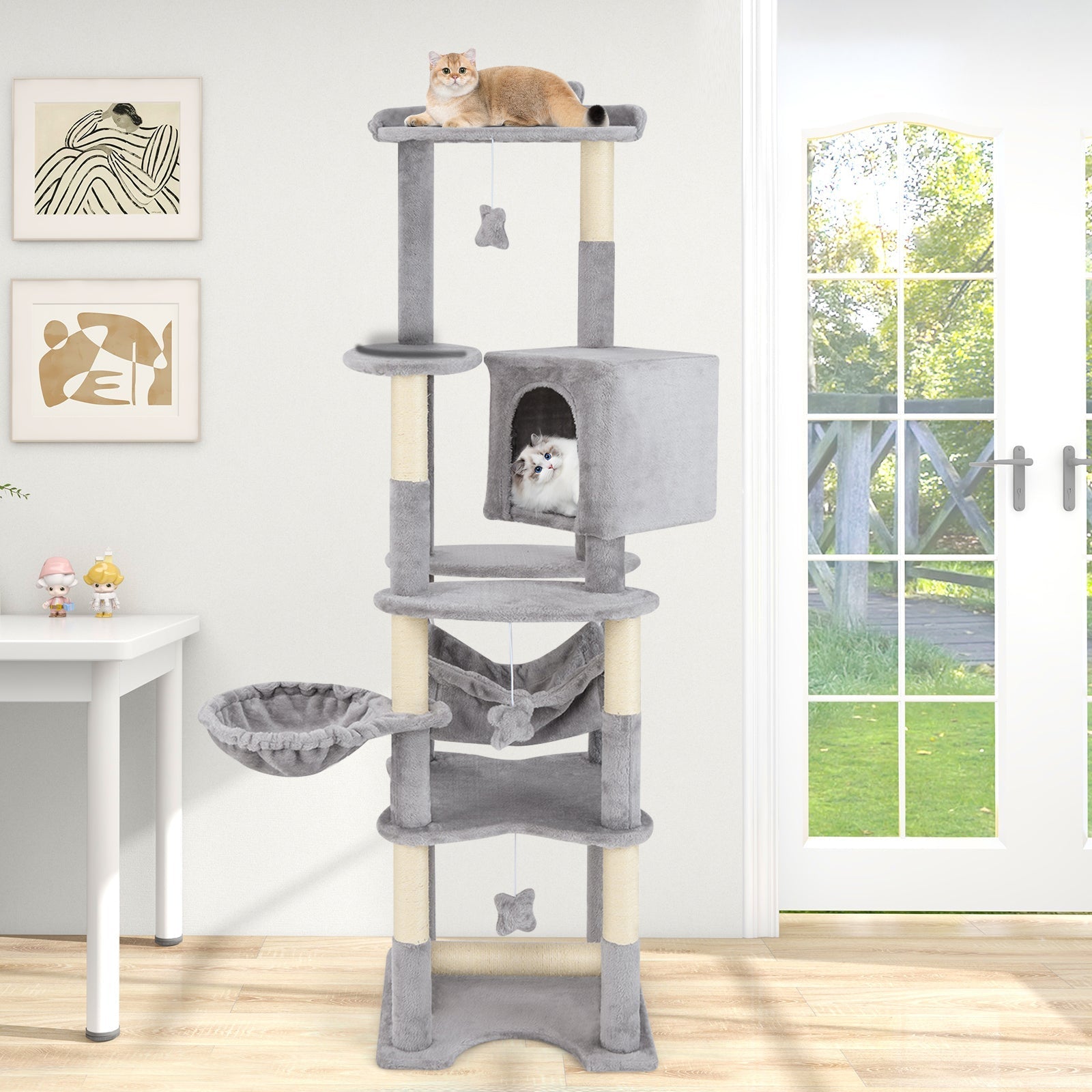 69 Inch Multi-level Cat Tree with Top Perch and Cozy Condo - Majestic Pet Kingdom