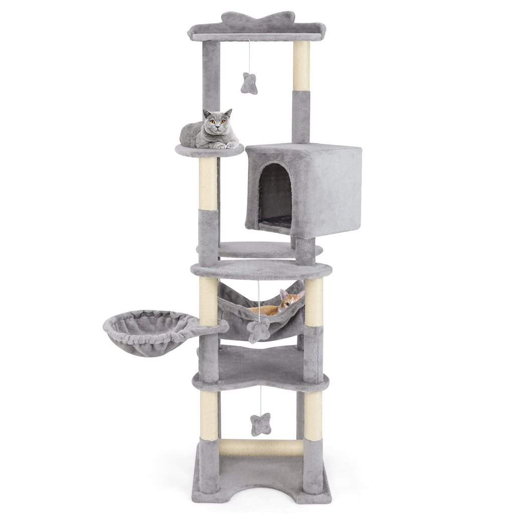 69 Inch Multi-level Cat Tree with Top Perch and Cozy Condo - Majestic Pet Kingdom