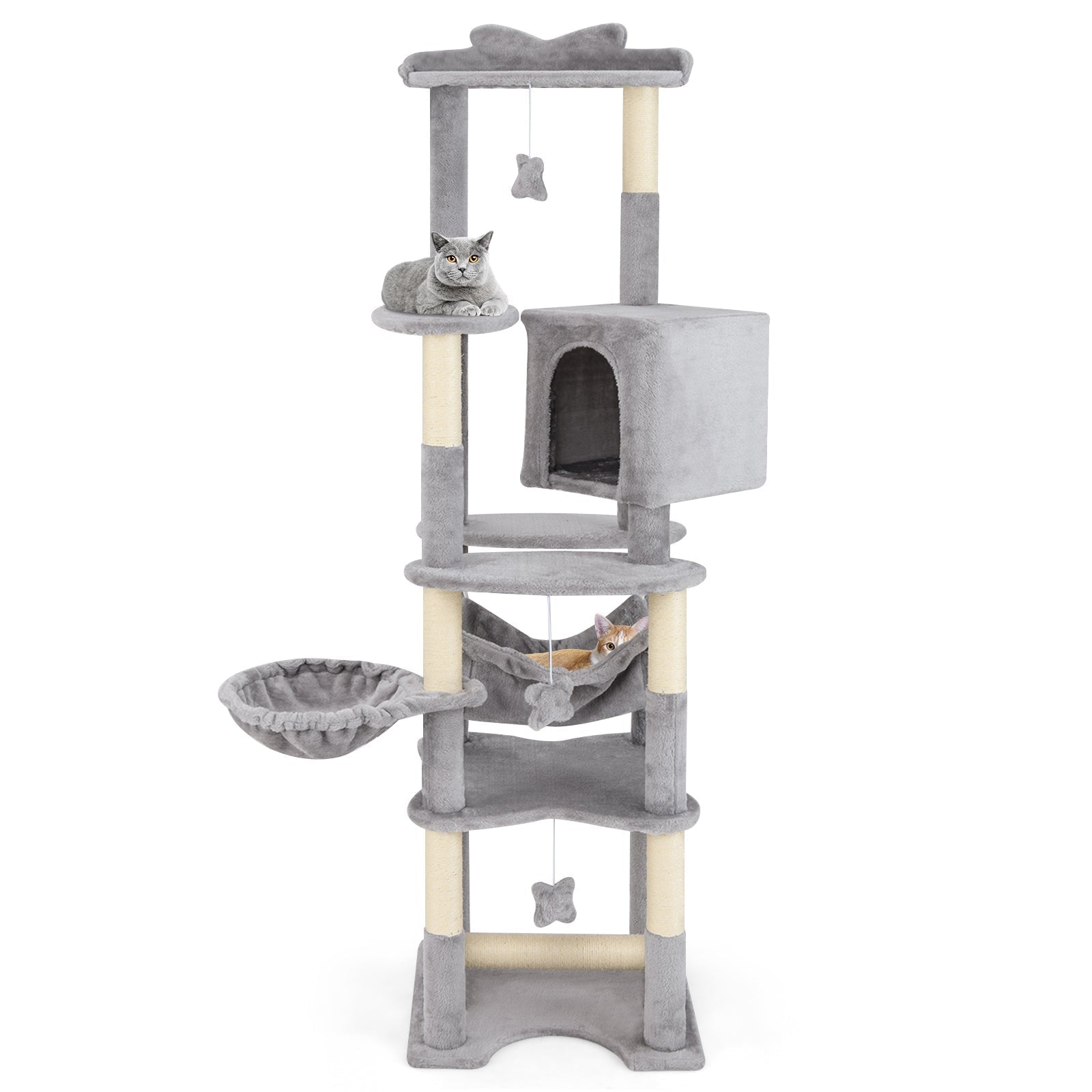 69 Inch Multi-level Cat Tree with Top Perch and Cozy Condo - Majestic Pet Kingdom