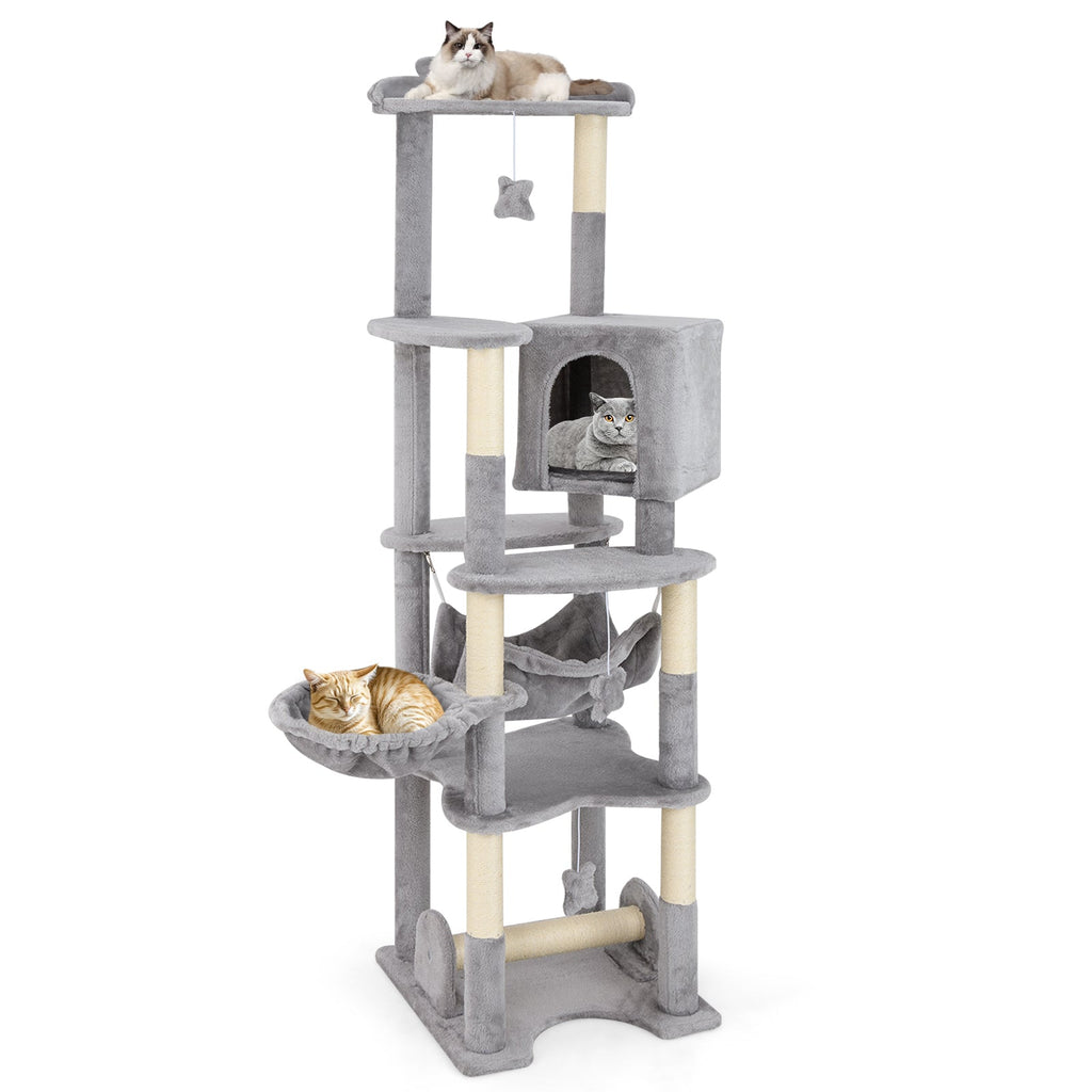 69 Inch Multi-level Cat Tree with Top Perch and Cozy Condo - Majestic Pet Kingdom