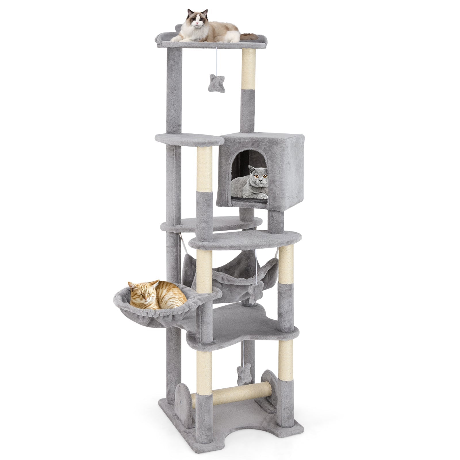 69 Inch Multi-level Cat Tree with Top Perch and Cozy Condo - Majestic Pet Kingdom