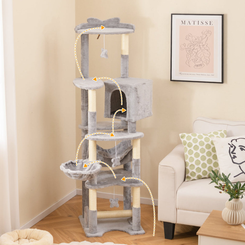 69 Inch Multi-level Cat Tree with Top Perch and Cozy Condo - Majestic Pet Kingdom