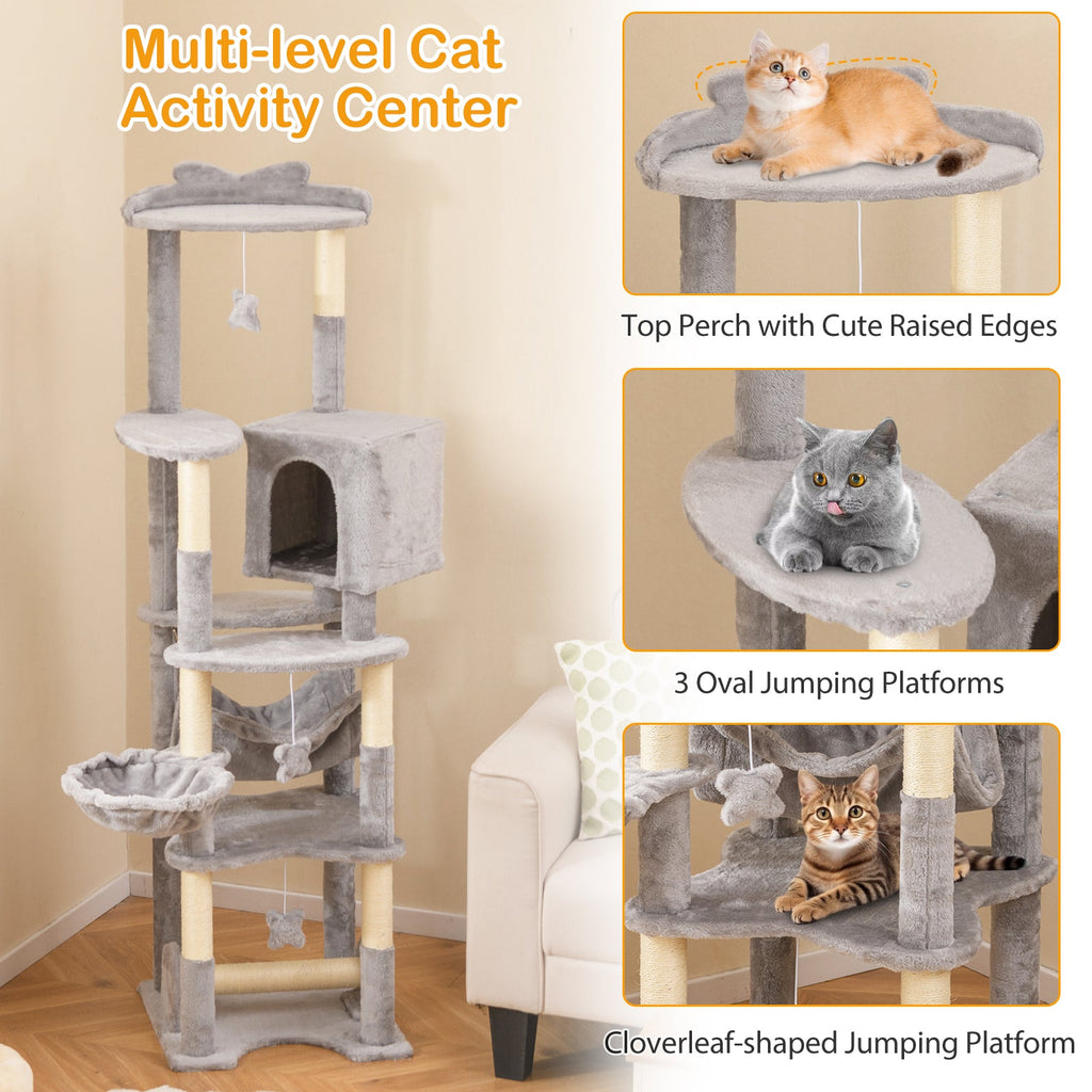 69 Inch Multi-level Cat Tree with Top Perch and Cozy Condo - Majestic Pet Kingdom