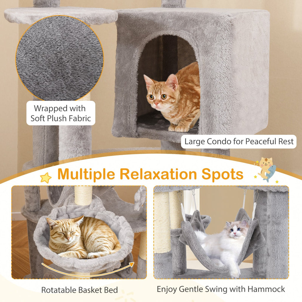 69 Inch Multi-level Cat Tree with Top Perch and Cozy Condo - Majestic Pet Kingdom