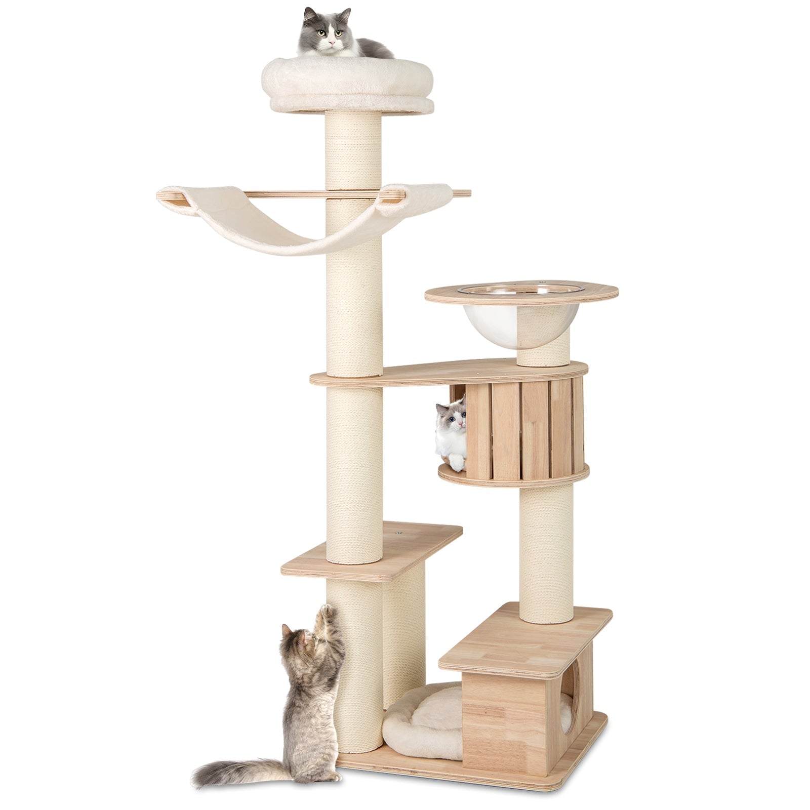 69 Inches Tall Cat Tree with Cozy Top Perch and Washable Plush Cushions - Majestic Pet Kingdom