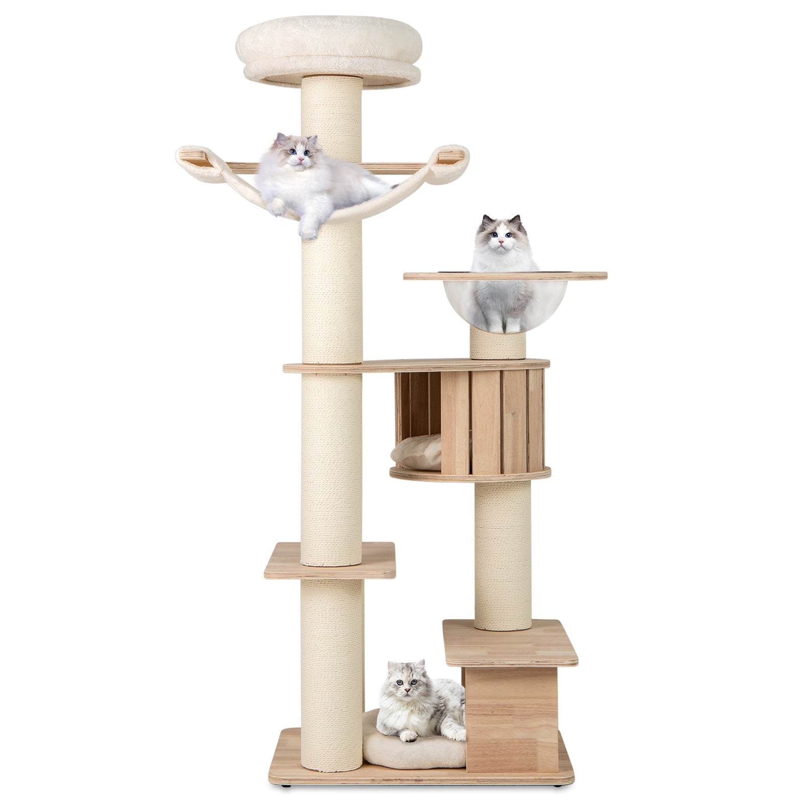69 Inches Tall Cat Tree with Cozy Top Perch and Washable Plush Cushions - Majestic Pet Kingdom