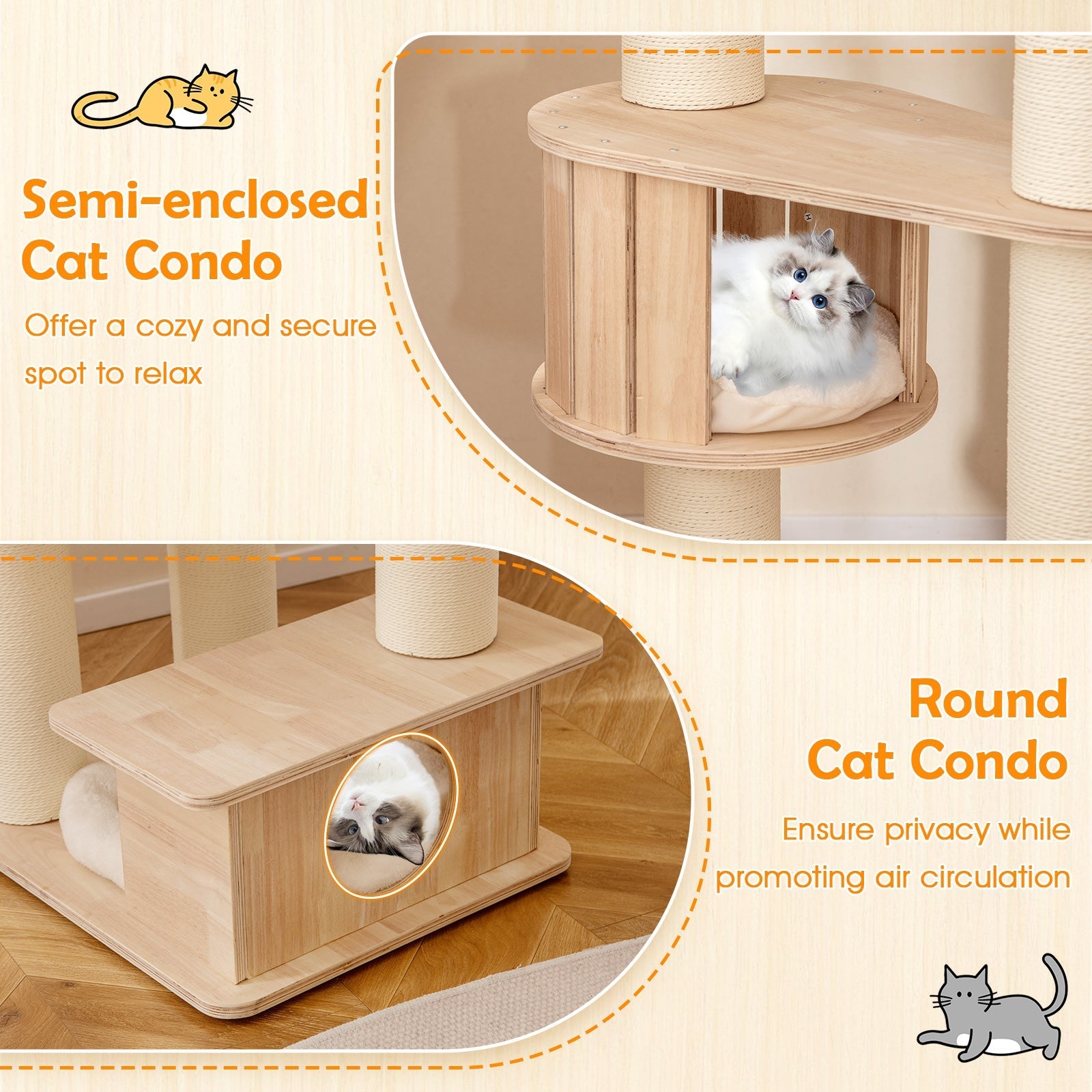 69 Inches Tall Cat Tree with Cozy Top Perch and Washable Plush Cushions - Majestic Pet Kingdom
