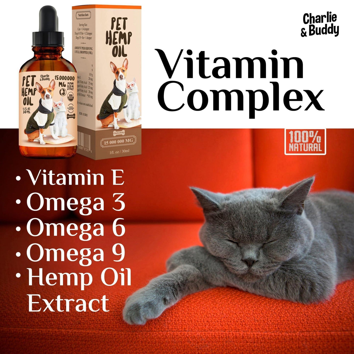 Hemp Oil for Dogs & Cats - Hip, Joint & Skin Support 2oz