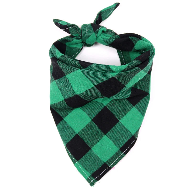 Dog Bandana Plaid Cotton Triangle Scarf & Bow Tie Collar Large - Detail Angle 5 | Majestic Pet Kingdom