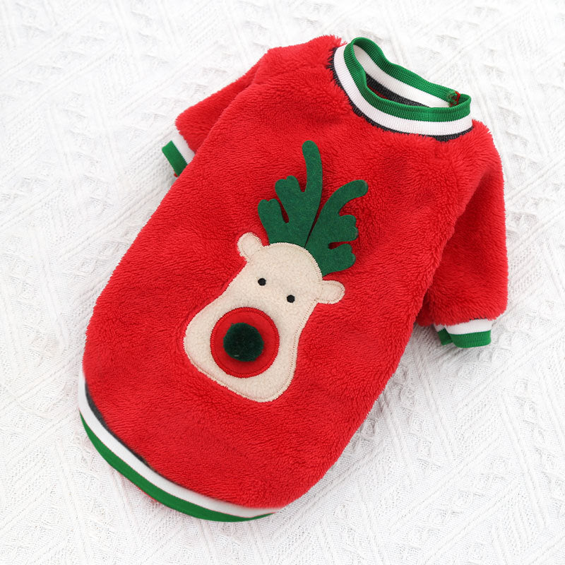 Pet Christmas Clothes Coral Down Dog Sweater Dog Goes Out Christmas Clothes Cats - Majestic Pet Kingdom