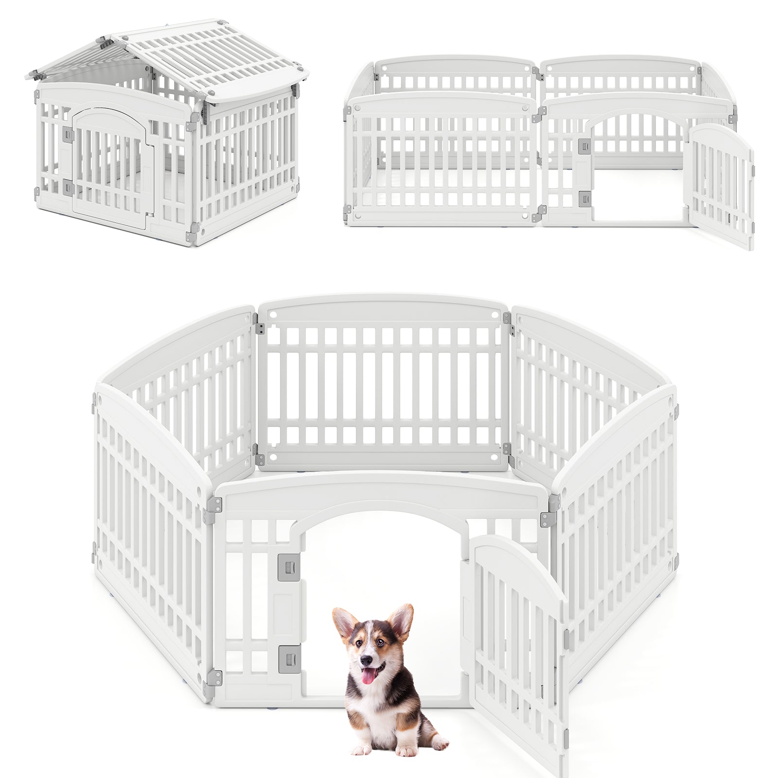 6-Panel Plastic Dog Playpen 24 Inch Indoor Outdoor Pet Fence - Majestic Pet Kingdom
