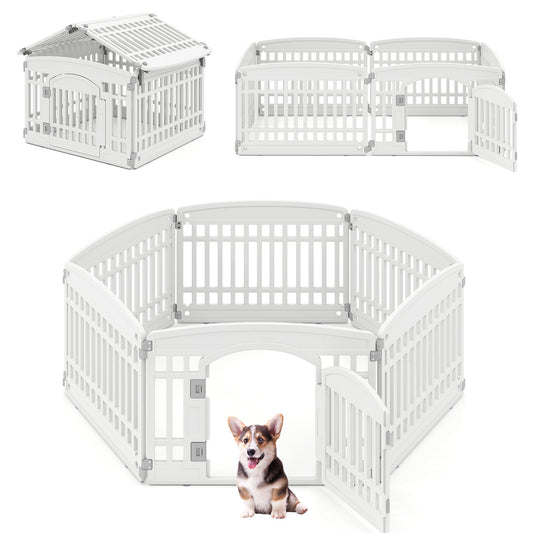 6-Panel Plastic Dog Playpen 24 Inch Indoor Outdoor Pet Fence - Majestic Pet Kingdom