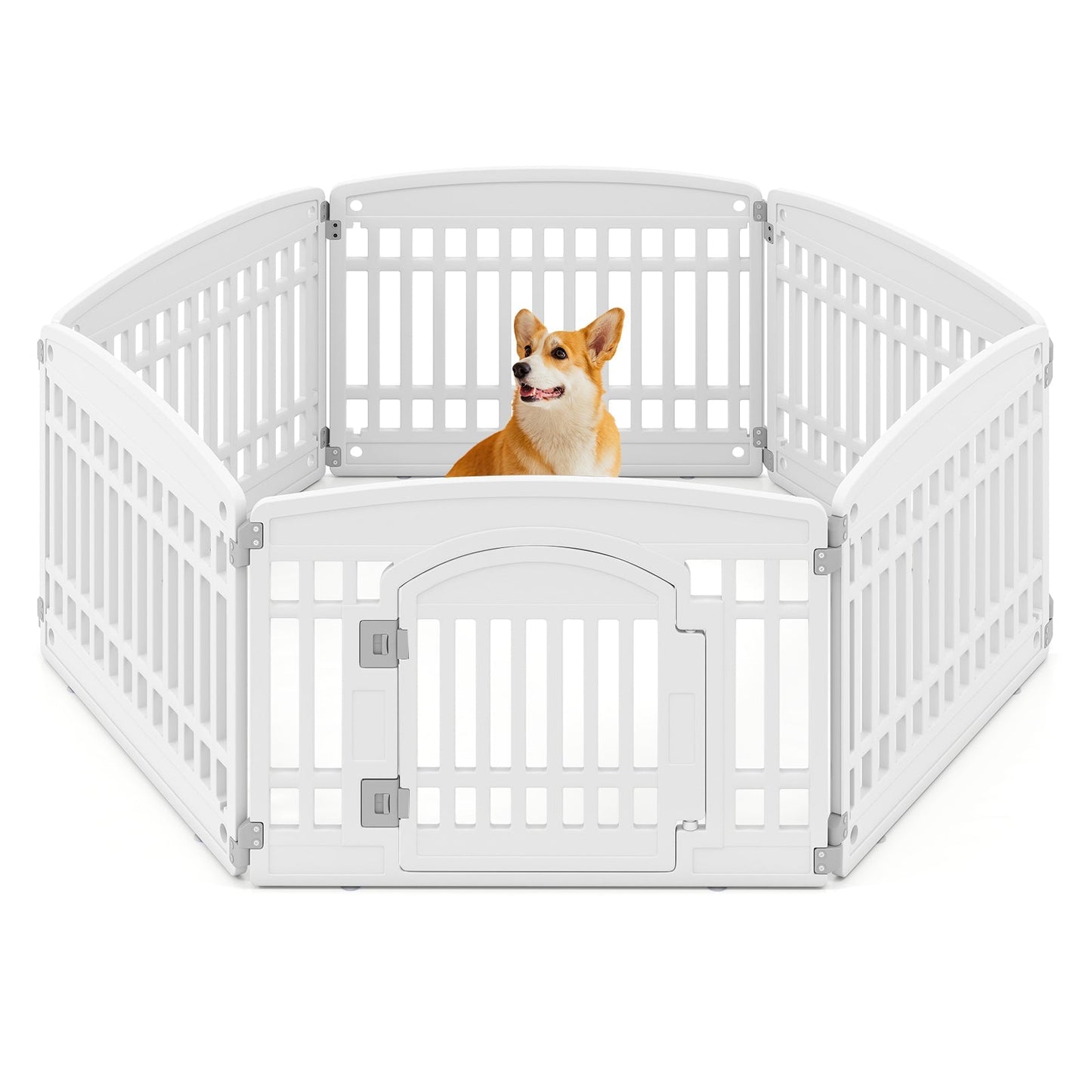 Dog Playpen 6-Panel Plastic 24-Inch Indoor Outdoor Pet Fence - Detail Angle 3 | Majestic Pet Kingdom