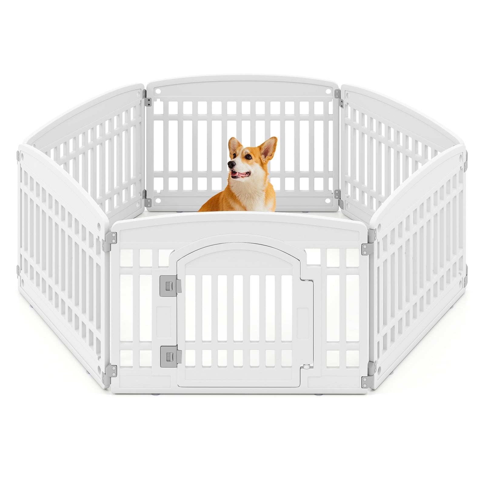 Dog Playpen 6-Panel Plastic 24-Inch Indoor Outdoor Pet Fence - Detail Angle 3 | Majestic Pet Kingdom