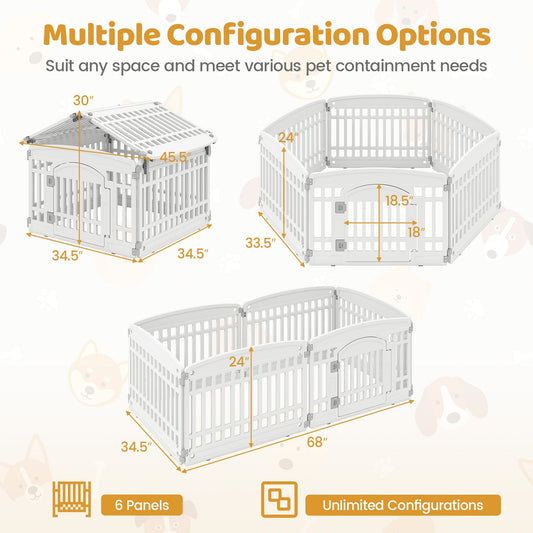 Dog Playpen 6-Panel 24-Inch Plastic Exercise Fence Door White - Detail Angle 2 | Majestic Pet Kingdom