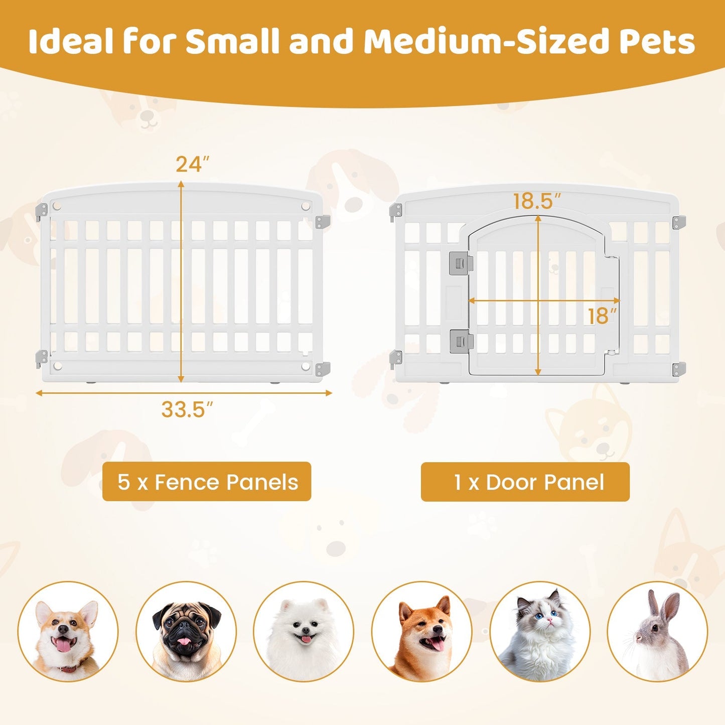 Dog Playpen 6-Panel Plastic 24-Inch Indoor Outdoor Pet Fence - Detail Angle 4 | Majestic Pet Kingdom