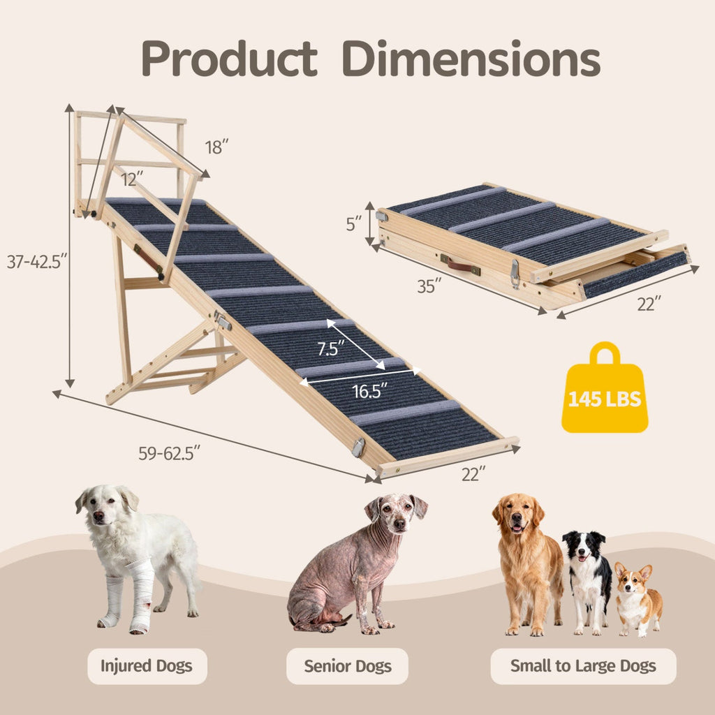 Adjustable Folding Dog Ramp for High Beds and Vehicles