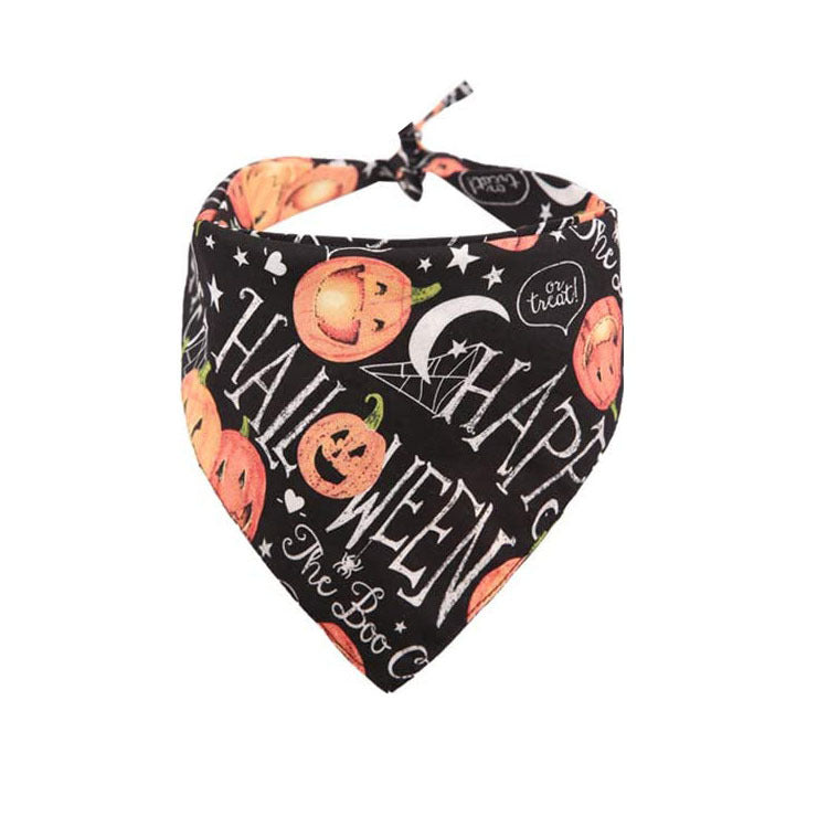 Double-Sided Halloween Pumpkin Dog Bandana