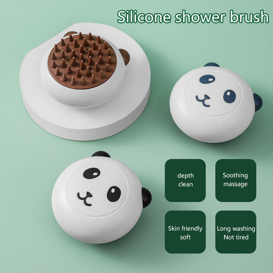 Bathroom Silicone Pet Cat And Dog Shower Soft Bristled Brush Panda Shape Pet Soft Massage Bath Brush Pet Bathing Accessories | Purrfect Pet Kingdom