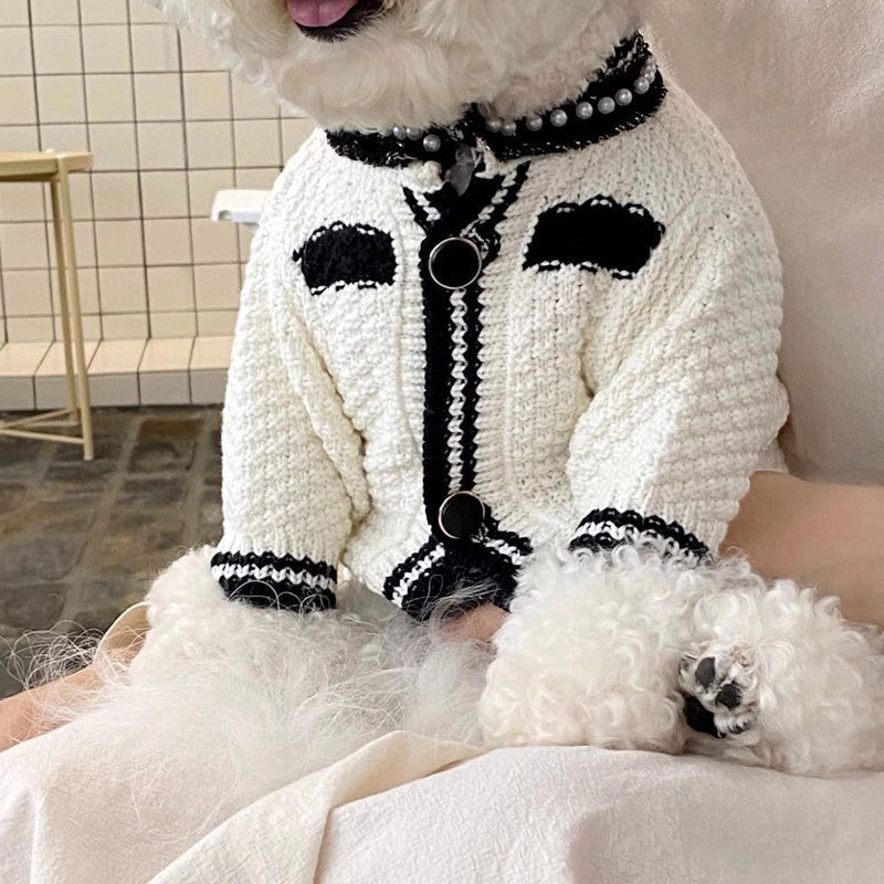 Dog Striped Knitted Sweater Cardigan Clothing - Majestic Pet Kingdom